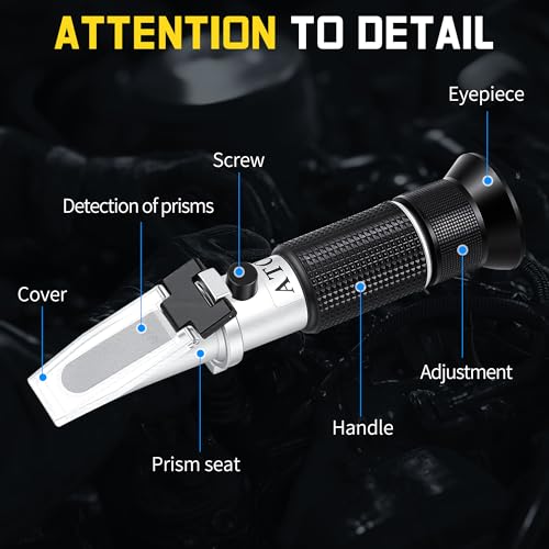 Image of 4-in-1 Antifreeze Refractometer Test Ethylene /Propylene Glycol, DEF, Battery Acid, Windshield Washer Fluid for Automotive & Industrial Use