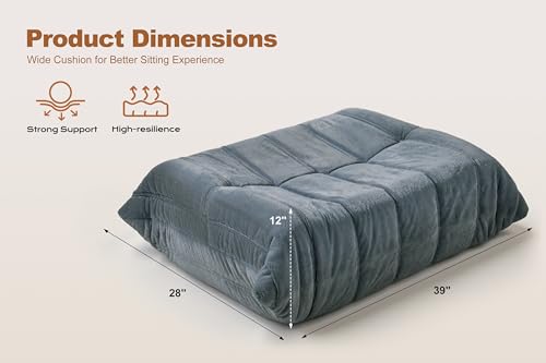 Image of Bean Bag Pouf Ottoman, Foot Stool, Foot Rest with Memory Foam Filled, Rectangle Ottoman for Living Room, Bedroom, Office (Grey Plush)