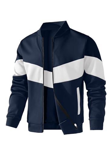HYPESTFIT Herren leichte Jacke lässig Bomber Jacke Farbe Block Varsity Mantel