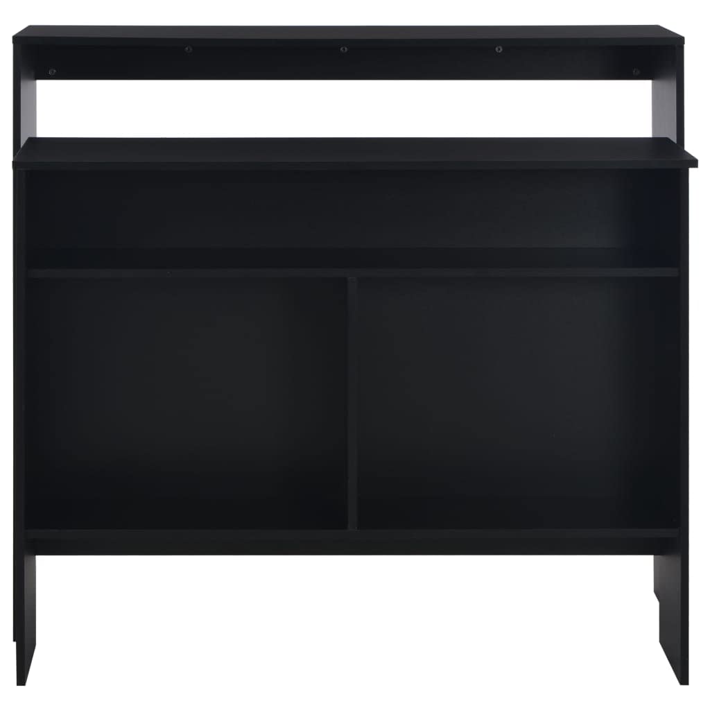 vidaXL Mesa Alta Cocina Bar 3 Estantes Doble Plegable Mesita Elevada Moderna Desayuno Estanterías Mueble Auxiliar Barra Vino Bebida Despensa Negro