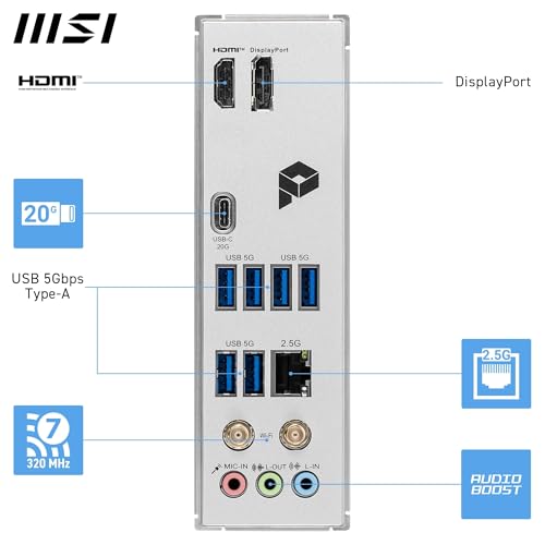 Image of MSI PRO Z890-S WIFI6E Motherboard, ATX - Supports Intel Core Ultra Processors (Series 2), LGA 1851 - DDR5 Memory Boost (8800+ MT /s OC), PCIe 5.0 x16 & 4.0 x16, M.2 Gen5, Wi-Fi 6E, 2.5G LAN