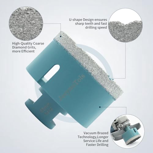 Dry Diamond Core Drill Bit - JeeynoTols 68mm Tile Drill Bit Porcelain Ceramic Tile Granite Marble Hole Saws with M14 thread - Image 3