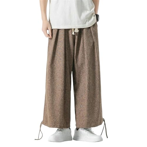 Pantalon de jogging court coton lin fini la chaleur en coupe ample