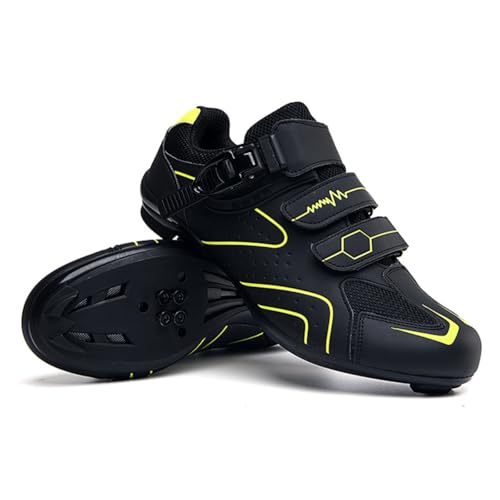 Mateju - Mateju Chaussure Vélo Route Hommes, 36-47 EU Chaussures Vélo SPD de Course avec Crampons Antidérapants Chaussures de Cyclisme Homme Respirantes Unisexes (568 Jaune,37)