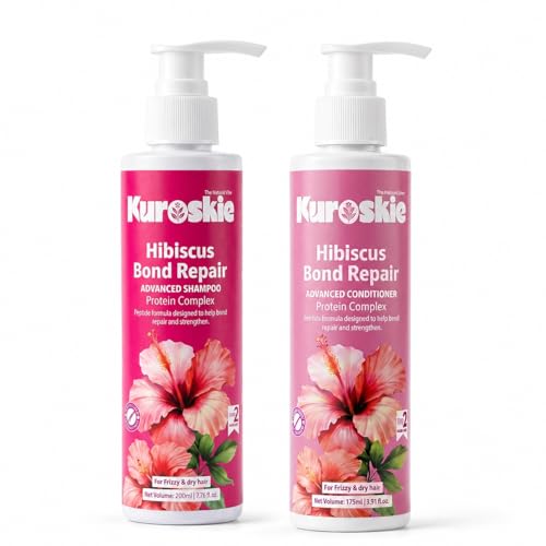 Image of Shampoo and Conditioner Combo for Dry, Frizzy and Damaged Hair, Nourishing Formula, Suitable for Men and Women, Daily Use (Hibiscus Bond Repair Combo)