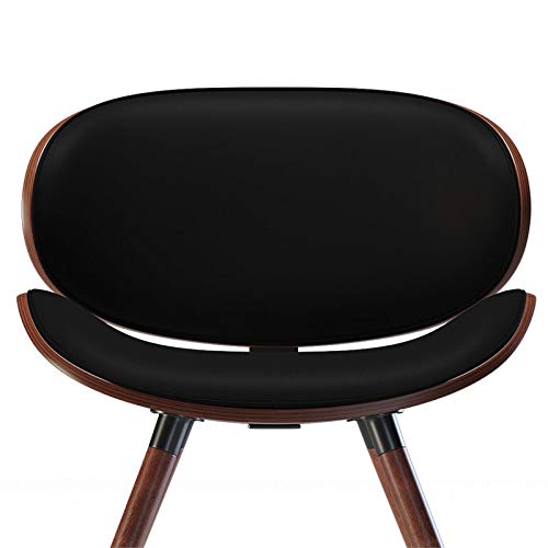 Simplihome Marana Upholstered Dining Chair, Black Faux Leather And Solid Wood, Rounded, For The Dining Room, Mid Century Modern #TOP3