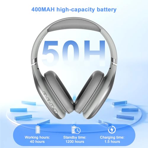 Image of iFAST Foldable Wireless Stereo Headphone | 24 Hours Music & Calls| Dual Mode (Wired & Wireless) Gaming Headset with Adjustable Headband [Grey].