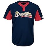 Majestic Blank Back Adult Large Atlanta Braves 2-Button Placket Cool-Base MLB Licensed Jersey