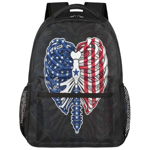 Mochila escolar de viaje para estudiantes con estampado de esqueleto