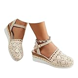 Genérico Sandalias Esparto Mujer Verano Cuñas Plataforma Alpargatas Valencianas Esparteñas Cuña Baja Sandals Vestir Calzado Elegantes Zapatillas Cerradas por Delante Sapatos Hebilla Shoes Comodas