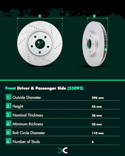 Image of SCITOO Front Brake Kits Drill & Slotted Brakes Rotor Brake Pads:D1160;55093
