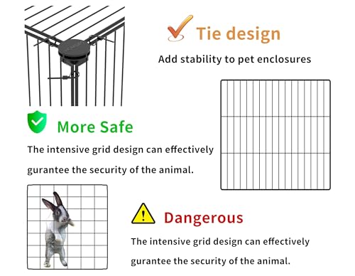 HOMIDEC Rabbit Run,Puppy Pen with Door,Encrypted Wire Mesh Cages14 Panels Indoor/Outdoor DIY Metal Pet Fence for Puppy,Rabbit,Kitten,Hamster,Guinea Pig,Turtle,Hedgehog.Black(140x70x35CM) - Image 4