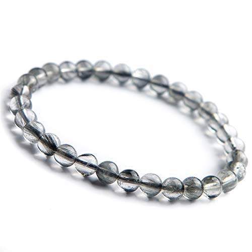 Bracelet quartz rutilé extensible perle 6mm cristal naturel femme
