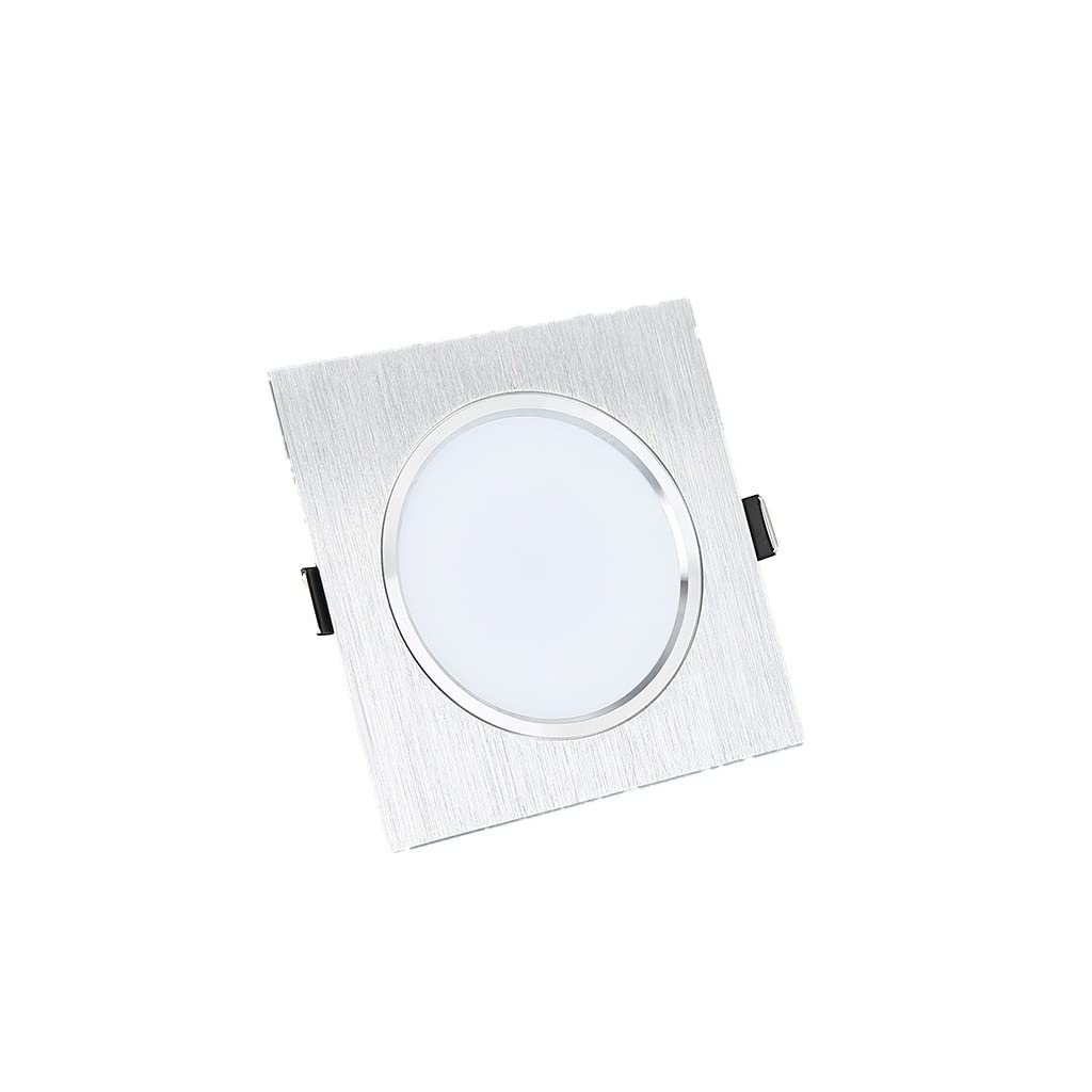 HynJGih Led Grille Light Embedded Square Single Head Downlight Black Grid Dedicated Ceiling Square Spotlight(Silver Warm Light,12W)