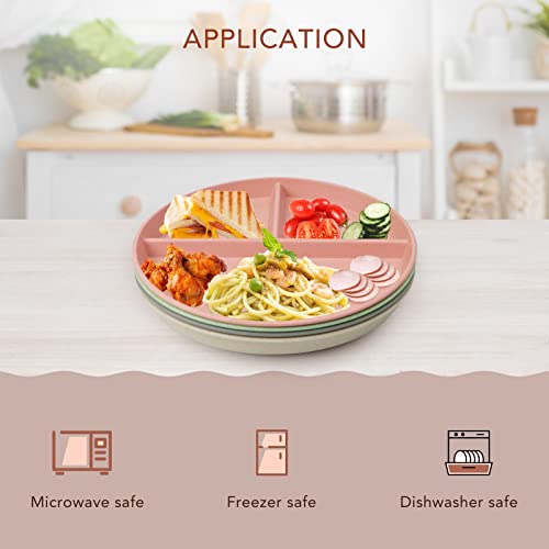 Greenandlife 9 Inch (4Pcs) Unbreakable Divided Plates For Kids Adults thumb #2