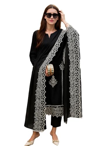 Kurta Broderie droite en Georgette fluide avec son dupatta élégant