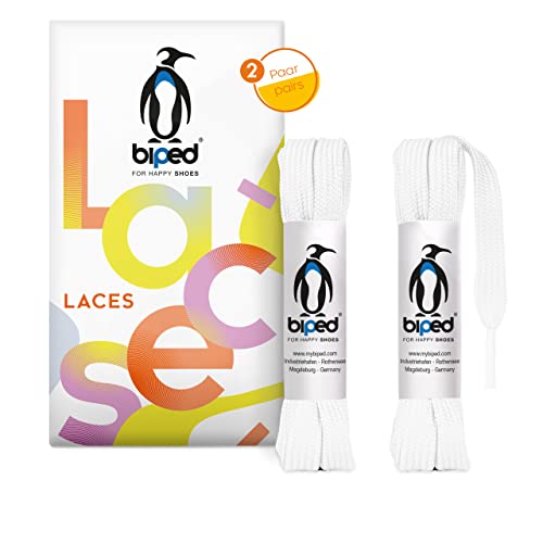 biped LACES 2 paia di lacci piatti in poliestere, larghi 10 mm - lacci per scarpe da ginnastica e sportive - resistenti agli strappi e lavabili z2913(#32 white,130 cm)