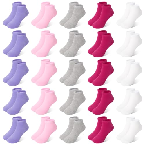 Image of 25 Pairs Girls Ankle Socks, Low Cut Toddler Kids Socks for Ages 1-14 | Colorful Cute Low Cut Socks, Soft Casual Daily Wear Socks for Girls