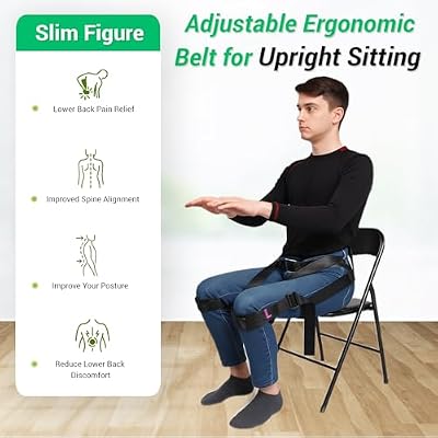 Evertrac Posture Back Belt with Assistive Lumbar Support Adjustable Ergonomic Belt for Upright Sitting, Lower Back Pain Relief & Improved Spine Alignment (Small to Large)