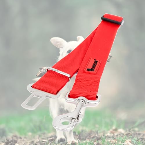 Lantelme Hunde Auto Sicherheitsgurt Adapter XL ausziehbar 60cm bis 95cm Extra Breit und Stark | Gurtadapter Nylon Farbe Rot für Autogurt KFZ Wohnmobil Fahrzeug Auto | Für große Hunde Tiertransport