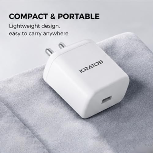 Image of Kratos 65W Fast Charger Adapter & USB-A to Type C Cable Combo, Compatible with OnePlus, Realme, Xiaomi, Redmi, Oppo, Vivo & Other Smartphones, Type C Charger Supports Dash, Warp, Vooc,SuperVooc