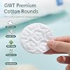 GWT Premium Cotton Rounds for Face, 100% Pure & Lint-Free Cotton Pads, Soft & Absorbent Makeup Remover, Hypoallergenic, Multi-Layer Design, 100 Count (Pack of 1)