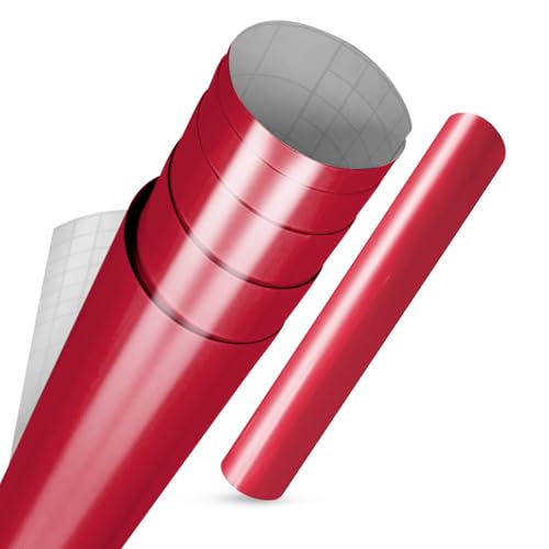 vgoltd Autocollants pour meubles brillants - Film autocollant en vinyle autocollant pour comptoir de cuisine, placard, armoires, commodes et tablettes (Rouge...