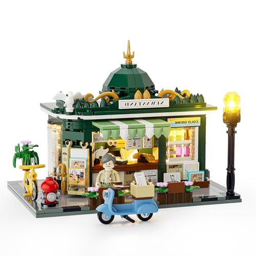Newsstand Baustein Set, Kiosk Klemmbausteine Deko – Stadtleben, Konstruktionsmodell-Set, 556 Pcs, Erwachsene und Teenager,F9023