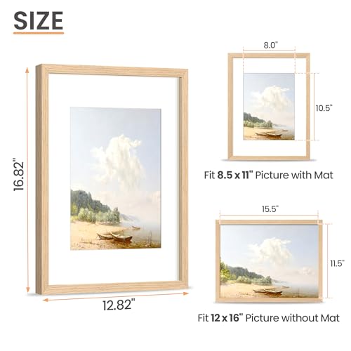 Image of upsimples 12x16 Picture Frame Solid Wooden, Nursery Decor, 1Pack Natural