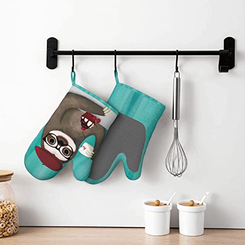 Gadzille Sloth Silicone Oven Mitts Pair For Kitchen Oven Mitt Heat Resistant Non-Slip Comfort Kitchen Gift Oven Gloves For Bbq Cooking Baking Grilling Barbecue Fryer #TOP5