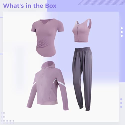 Ensemble d'entraînement 4 pièces en polyester-élasthanne stretch taille haute - 5