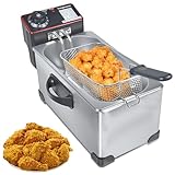 Deep Fryer with Basket, Yangbowan 3L 1300W Small Deep Fryers for Home Use,Fryer Pot with Temperature Control,View Window Lid,Stainless Steel Body Electric Deep Fryer Pot for Restaurant