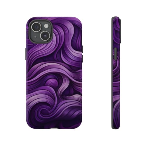 Coque rigide iPhone 15 Plus motif vague violette finition brillante