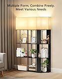 OUTON 3 Layers Floor Lamp with Shelves, Modern Standing Lamp with Wood Shelf, Tall Bookshelf with 3 Color Temperatures, Dimmable LED Reading Lamp for Living Room, Bedroom, Office, Black & Square - Image 8