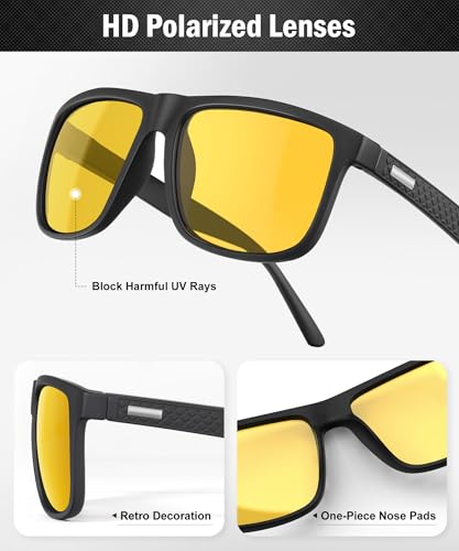 Image of Sunglasses-for-Men Polarized Mens Sunglasses: Retro Sun glasses with UV Protection for Driving Fishing Golf