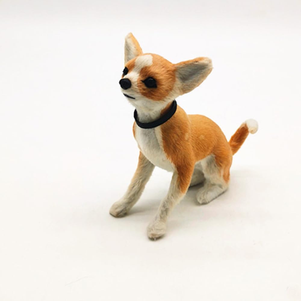 UCCKEYI Chihuahua Dog - Collectible Statue Figurine Figure Sculpture (Squatting 12cm high)