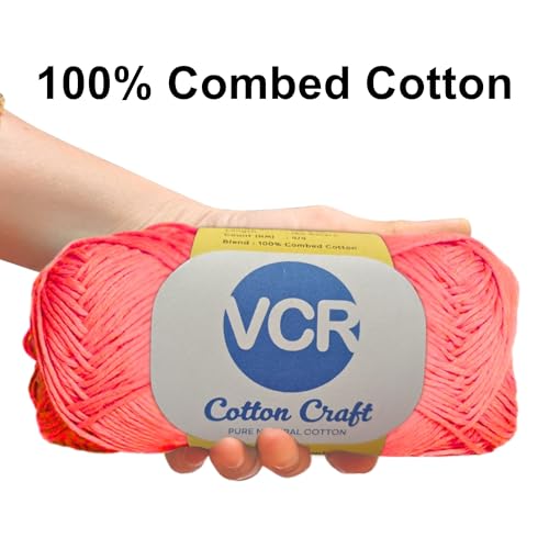 Image of VCR 8Ply Carrot Orange Cotton Craft Yarn, 100 Grams Hank, 160 Meters Length, Cotton Combed Ball for Crochet and Knitting, Pack of 1 Yarn, Suitable for DIY Crafts