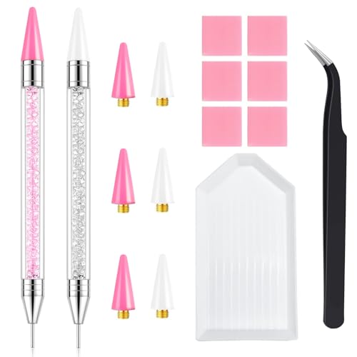 VANALIA Rhinestone Picker Tool 2 Bedazzling Pen 6 Extra Wax Tips&Tweezer