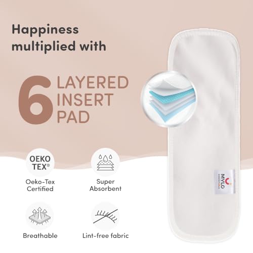 Image of Mylo Leak-Proof Baby Cloth Diaper Combo (1 Diapers + 1 Inserts) | Free Size (3M-3Y) | High Absorption | Quick Dry | Oeko-Tex Certified | Washable - Floral Spring