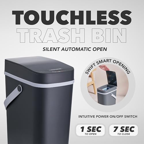 Bote de basura rectangular de 2 unidades con sensor táctil negro miniatura 2