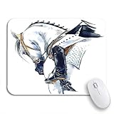 Gaming Mauspad Dressur Pferdesport Pferd Aquarell Mädchen Zaumzeug Schön Laptop Schreibunterlage Weiches Klein Mousepad Für Laptops, Homeoffice, 25x30cm