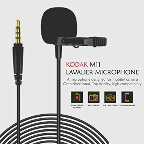Image of Kodak M11 2.5Mm Lavalier Microphone with Adapter for Smartphones - Auxiliary
