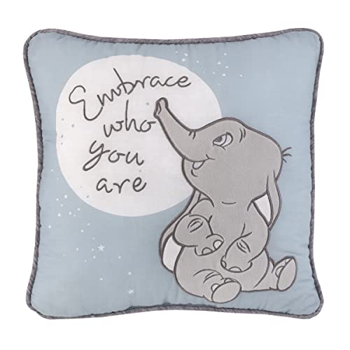 Image of NoJo Disney Dumbo Sweet Little Baby Light Blue and White Embrace Who You are Applique Decorative Pillow