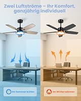 Airwit Deckenventilator mit Beleuchtung 106cm, leise, doppelseitige Flügel – Ansicht 6