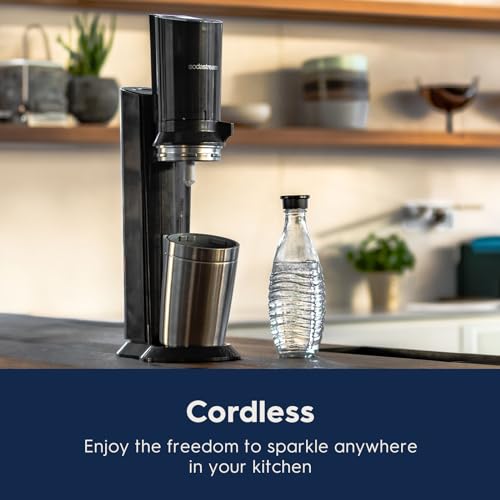 SodaStream - Aqua Fizz Sparkling Water Maker | VALUE BUNDLE | GLASS Carbonator | CQC CO2 System | Includes 2x Elegant Glass Carafes, 2x CO2 Cylinders, 2x Bubly Flavor Drops | Dishwasher Safe | Black