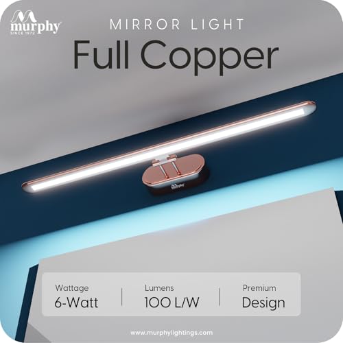 Image of Murphy 6W 3-in-1 Color Changing Full Copper Finish LED Mirror Picture Wall Light,Bathroom Vanity Led Mirror Light with 2 Year Warranty (Cool White /Warm White /Natural White)-Pack of 3