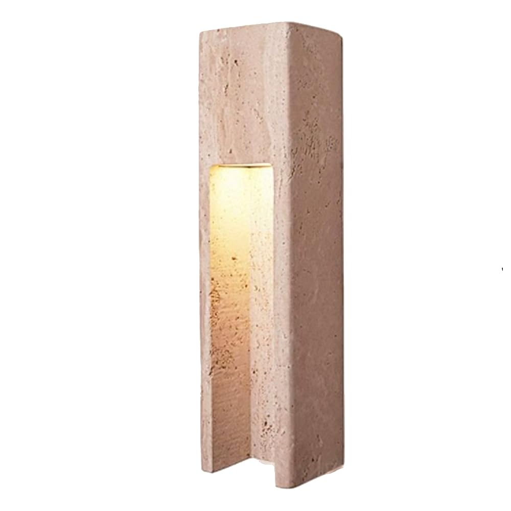 OZBMA Rectangle Travertine Large Wall Sconce Personality Long Parallel Mounted Lamp Wabi Sabi Decor Lampshade Over Mirror for Shaving Bedroom Fixture Corridor Lights
