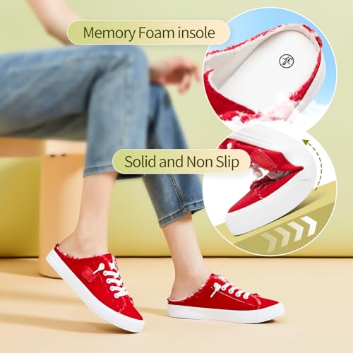 BENPAO Women's Slip on Sneakers Canvas Slip ons Shoes Fashion Comfortable Mules Womens Non Slip Loafers Casual Backless Shoes3