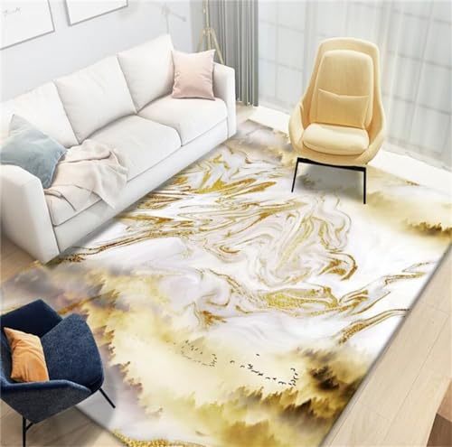 Tapis long tapis de couloir jaune 80x150cm doux avec paysage oriental pour chambre enfant fille - 2