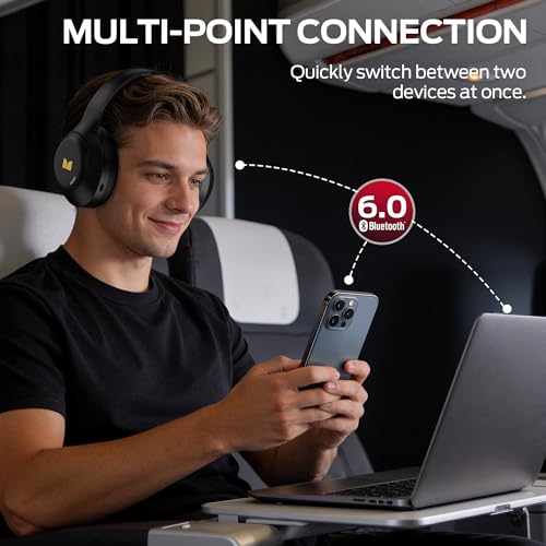 Image of Monster Harmonic N22 Active Noise Cancelling Bluetooth Headphones | Over Ear with 3 EQ Modes, 110H Playtime, HiFi Stereo Audio, Bluetooth 6.0, Wireless Headphones for Work Travel, Black